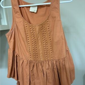 Sleeveless Tan Eyelet Top